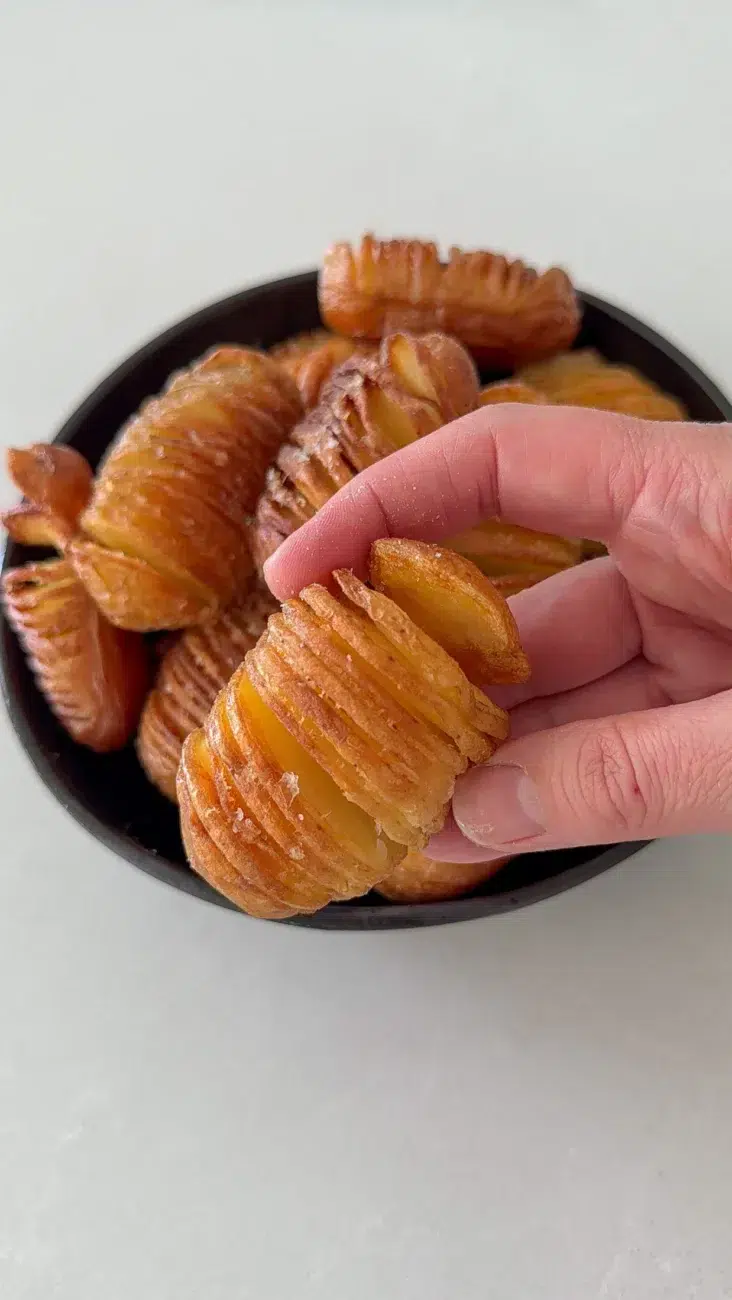 Single Hasselback Potato Close Up