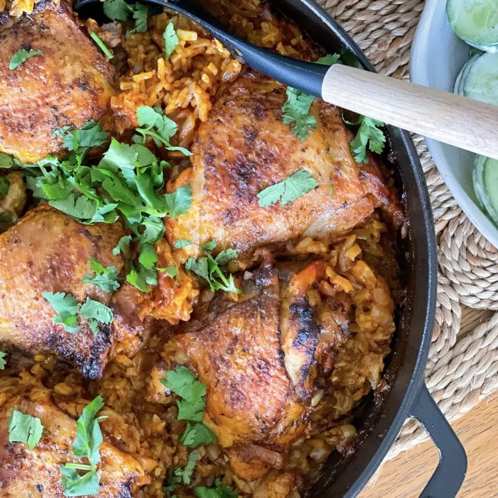 One Pot Crispy Chicken and Red Rice Recipe