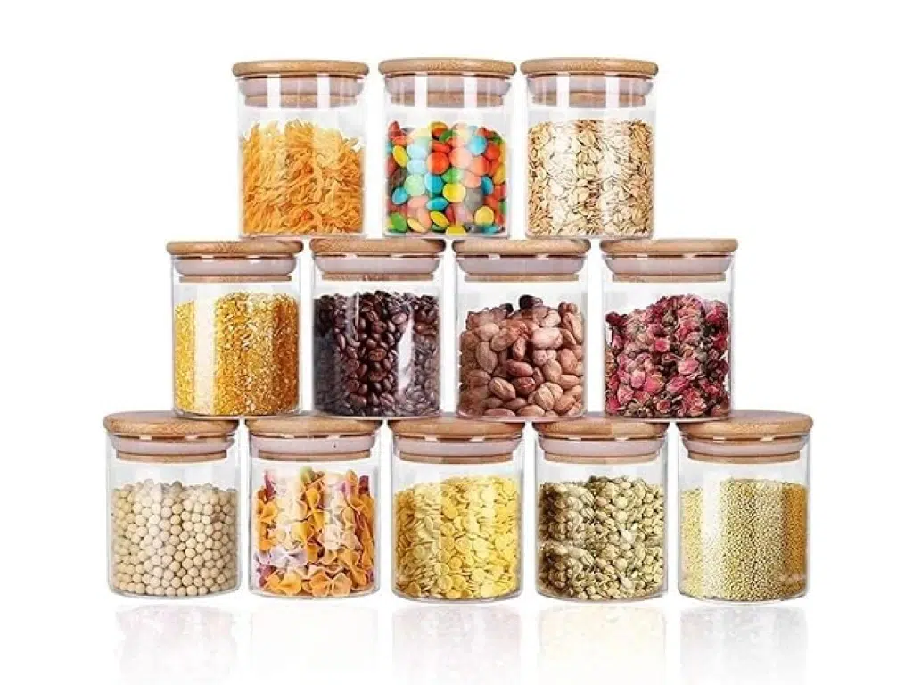 250 ml (8 oz) Clear Glass Storage Containers with Bamboo Lids