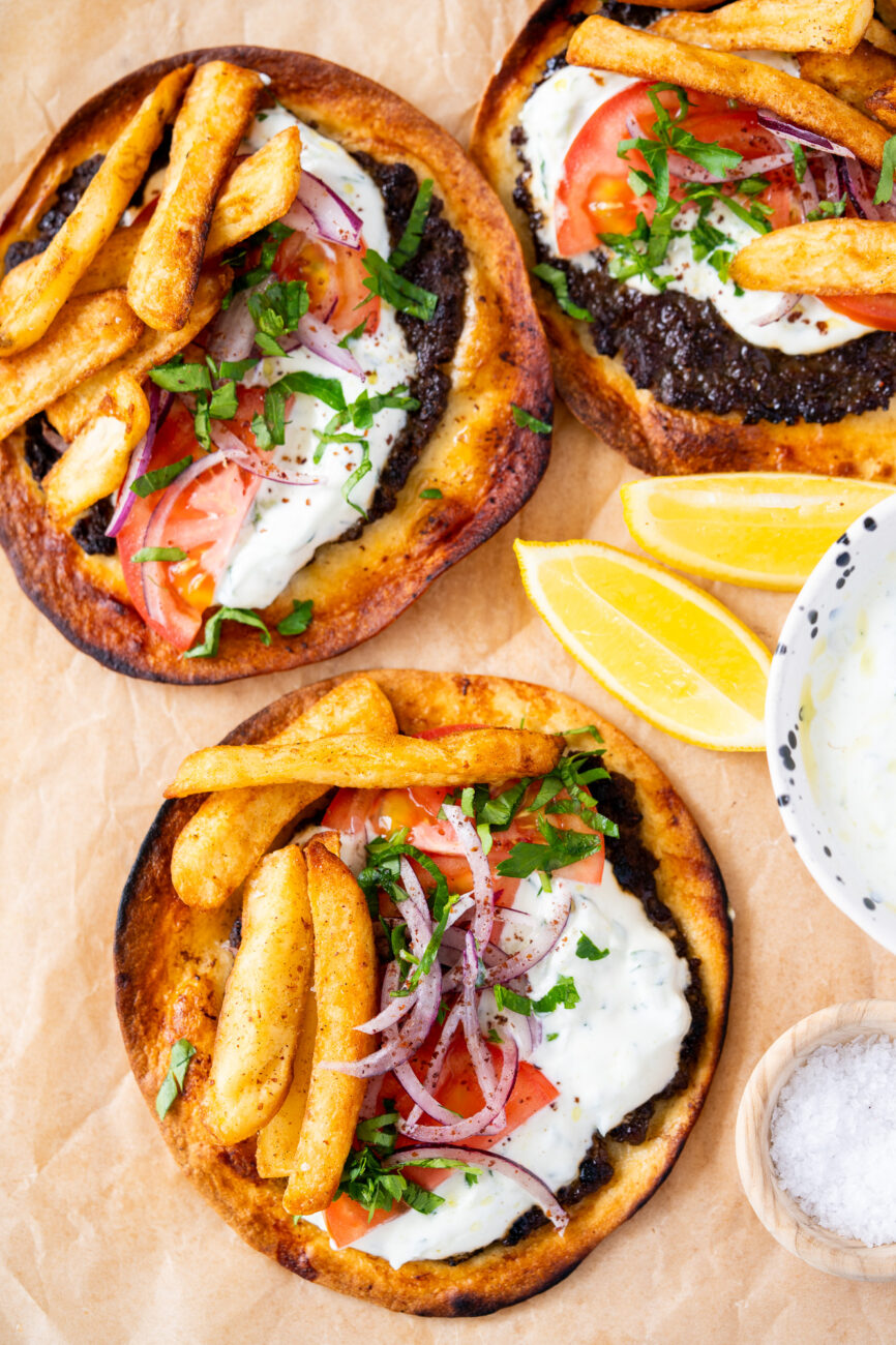 Platter of Gyros Smashed Tacos