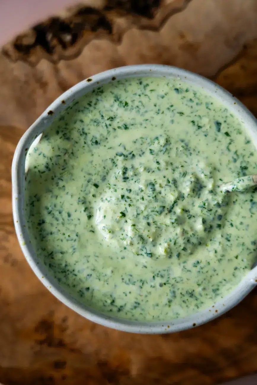 Indian Green Chutney Recipe in Serving Bowl