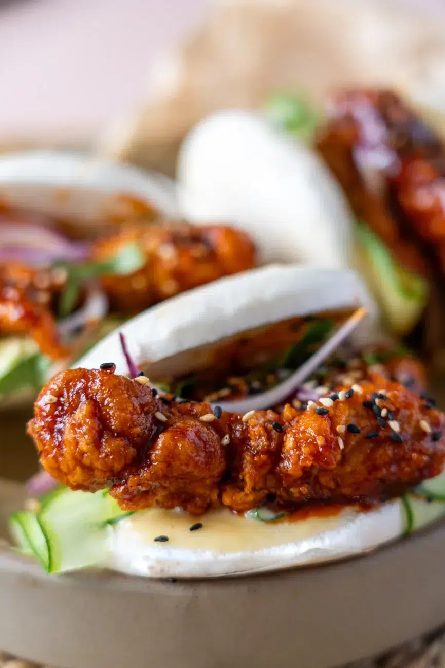 Korean Chicken Bao Recipe Close Up