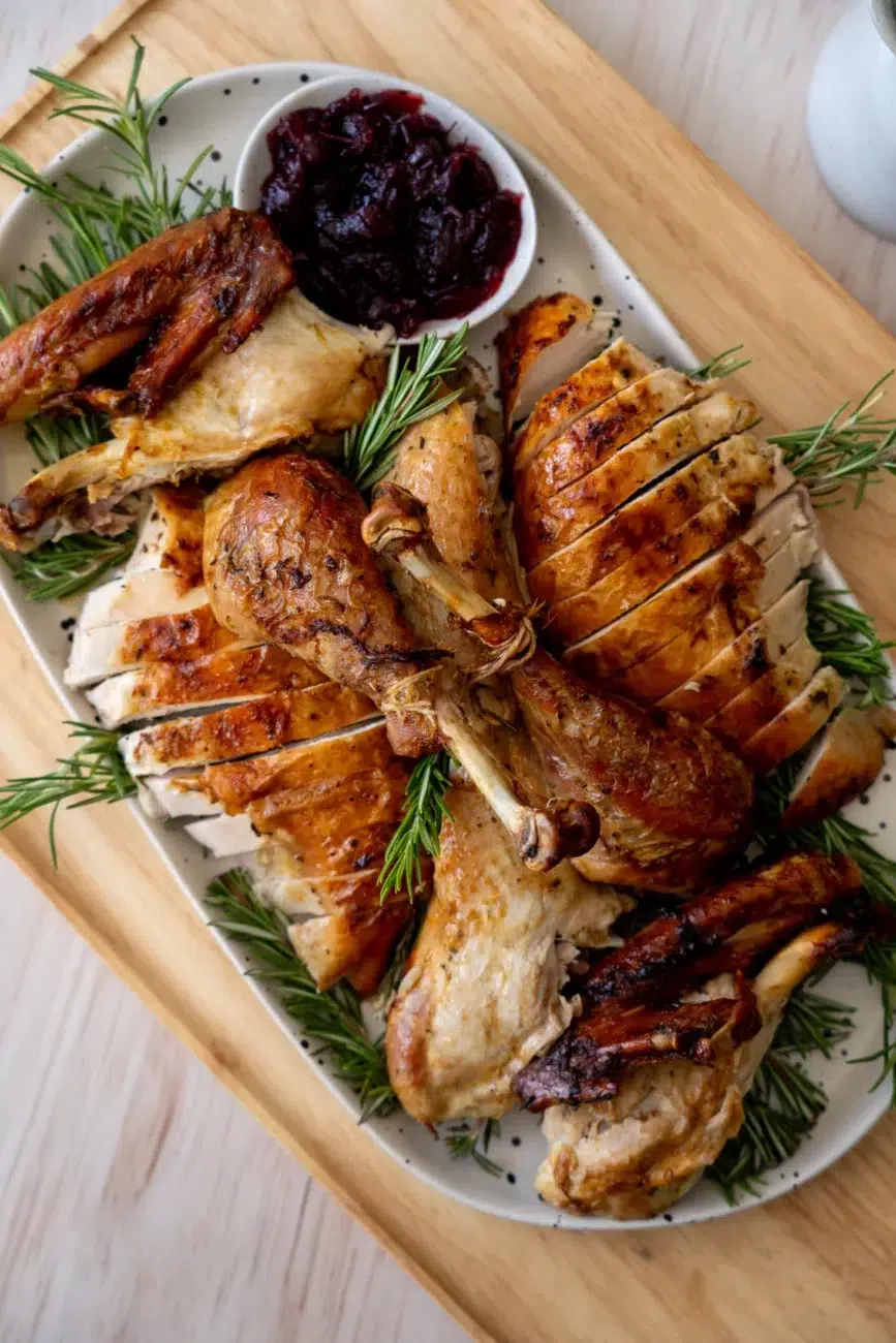 Roast Turkey Recipe served with Cranberry