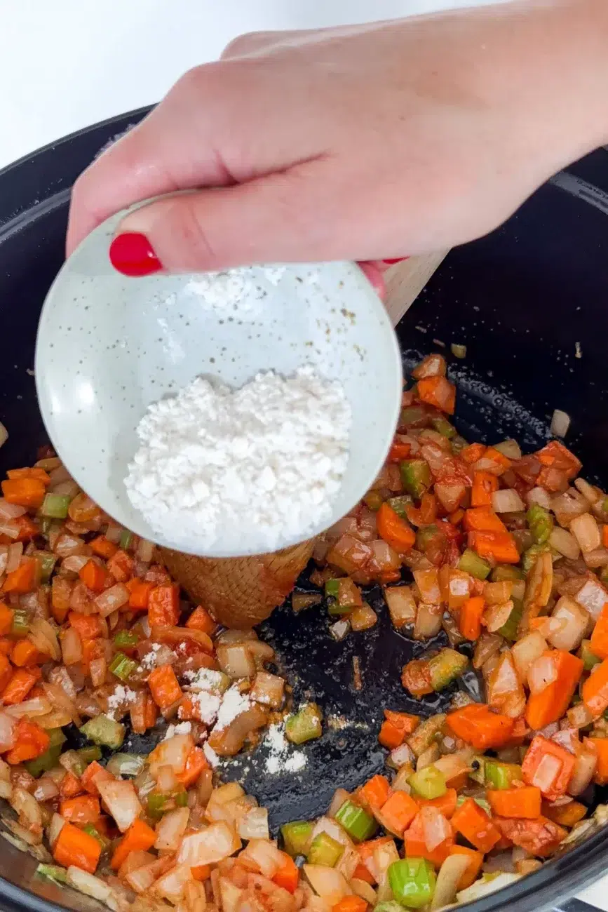 Adding plain flour to the vegetable base