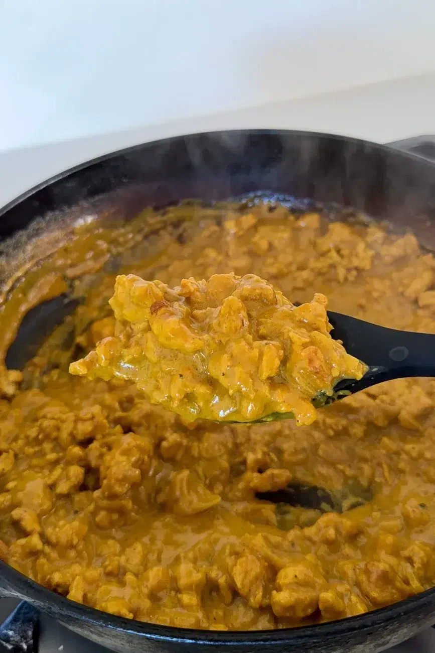 Chicken Mince Satay in serving spoon