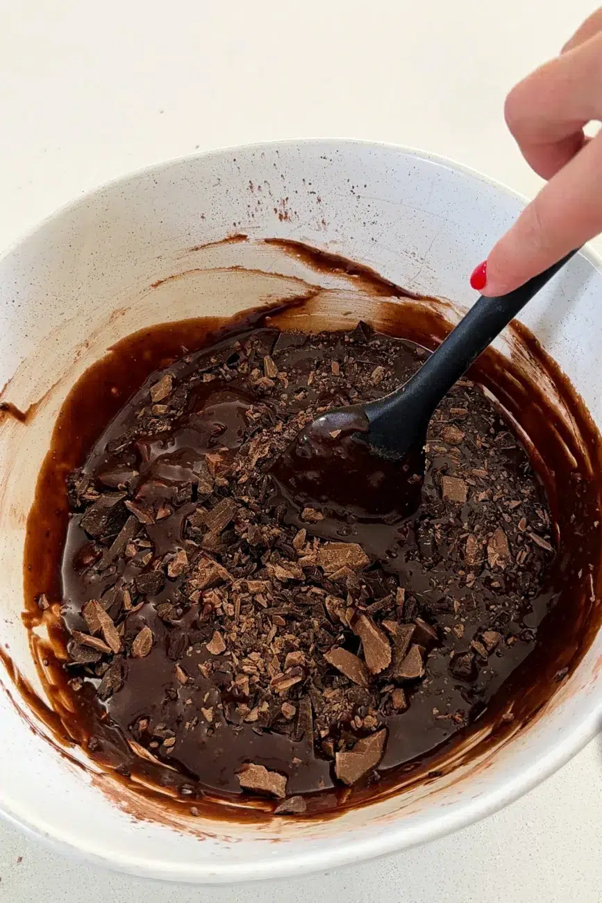 Chopped chocolate added to batter