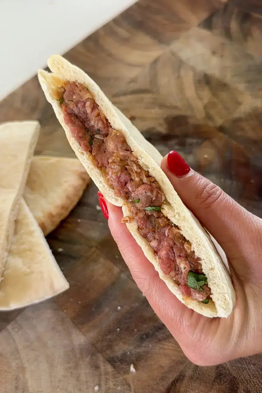 pita bread filling with beef mixture