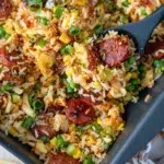tray of baked Chorizofried rice