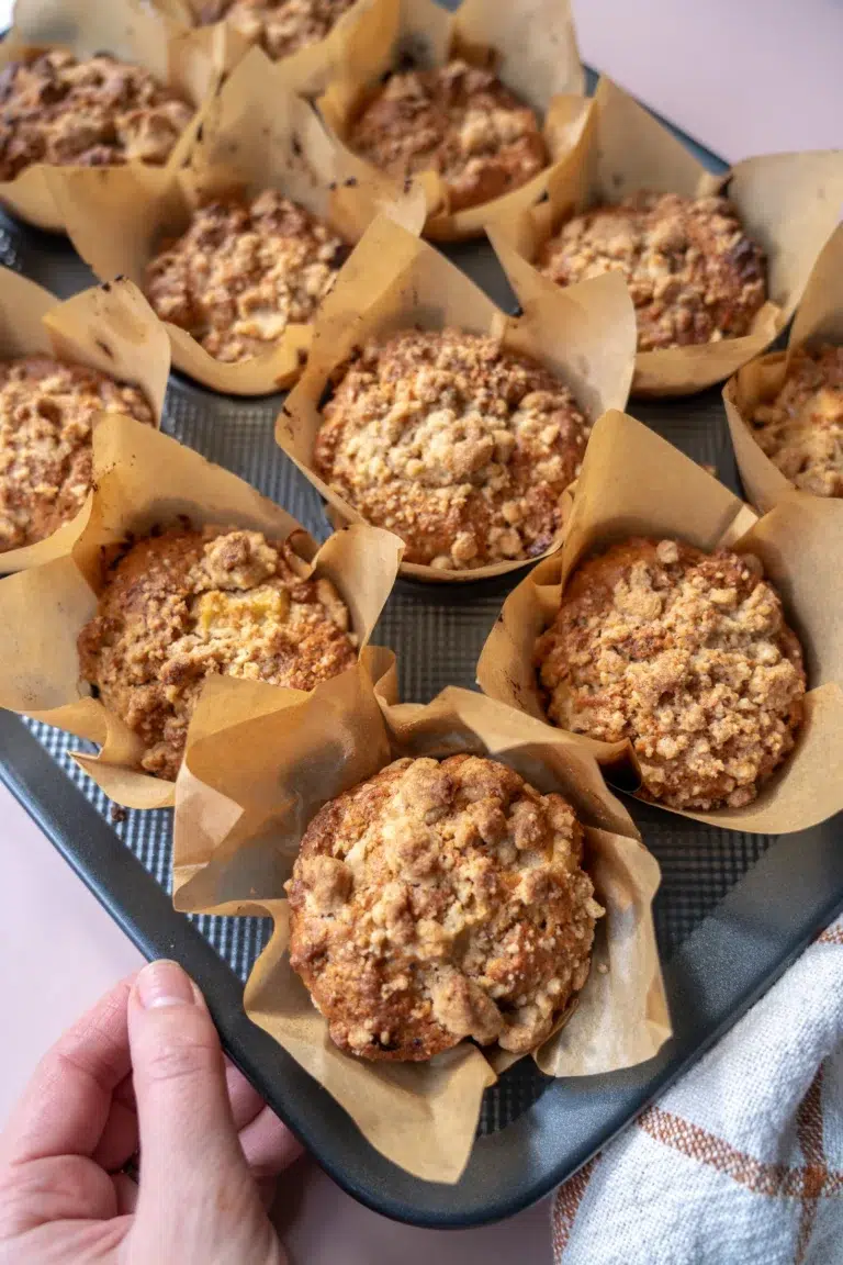 Finished Apple Cinnamon Muffins in pan overhead